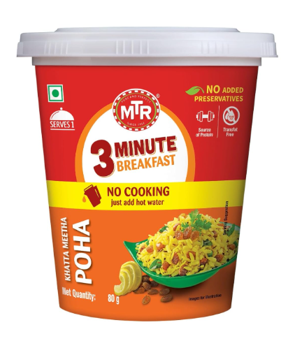 MTR 3 Min Breakfast Khatta Meetha Poha Cup, 80g